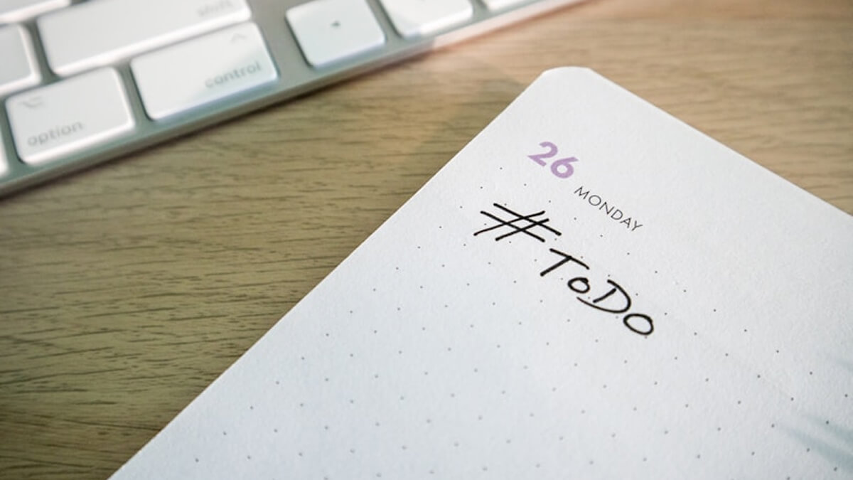 Project planning notebook with a clear to-do list